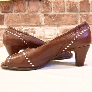 Aerosoles Brown Wildwood Open Toe Pump - Size 5.5